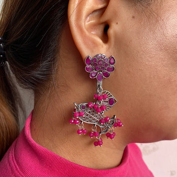 Beaded Fish Earrings (Ruby)